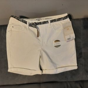 White Mid - Rise Shorts